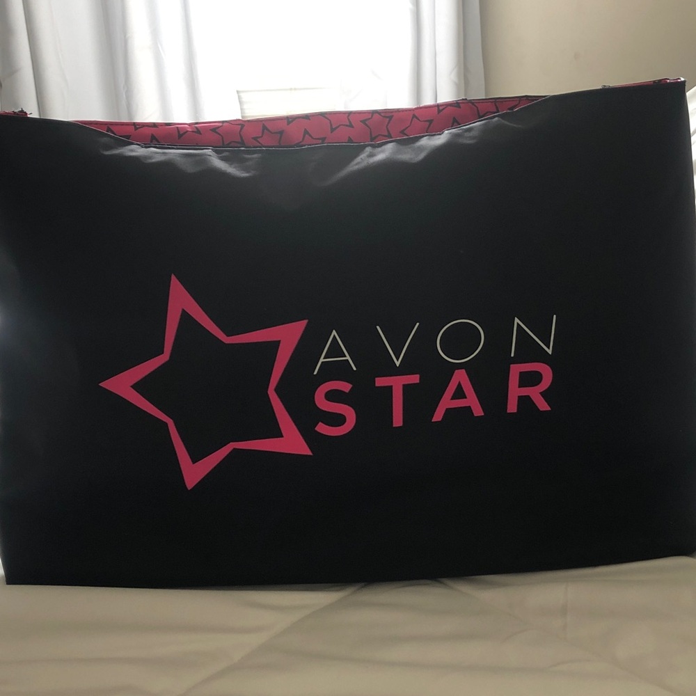 Avon Star Black & Pink Cosmetic Bag in EUC